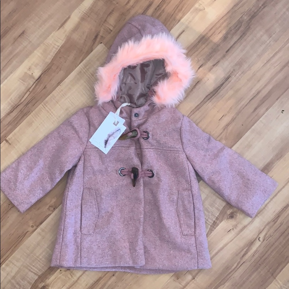 Jessica Simpson Girls Heather Blush Hooded Peacoat